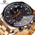 Top Brand Luxury Forsining Watch Three Dial Calendar Display Black Stainless Steel Men Automatic Wrist Watch Military Sport